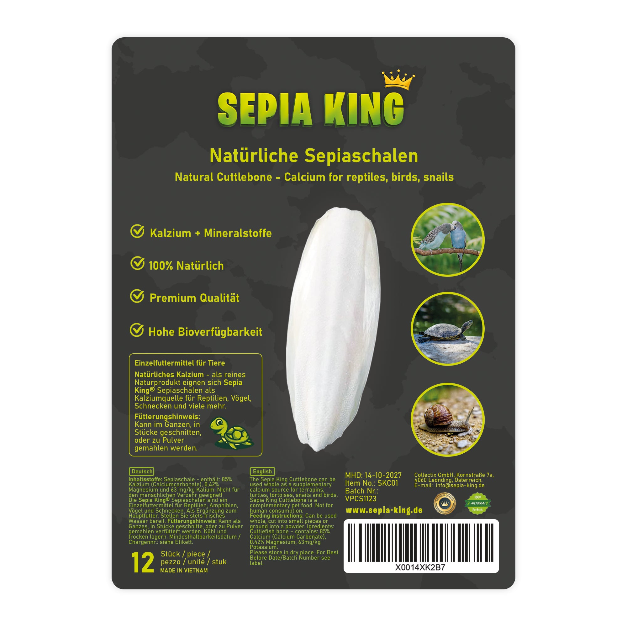 Sepia-King® ECO Box | Sepiaschalen 12 Stück, 10-15cm Größe