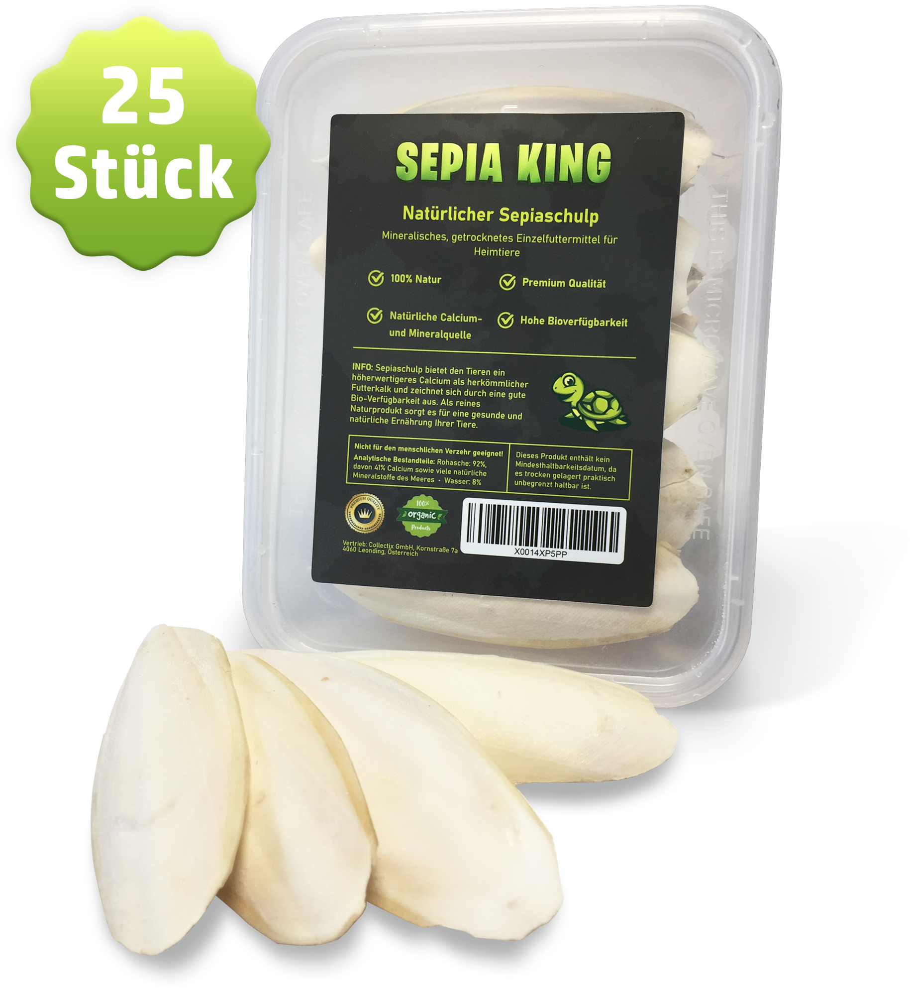 Sepia-King® Box 25 Sepiaschalen, Größe: 7-9cm | stabile Aufbewahrungsbox